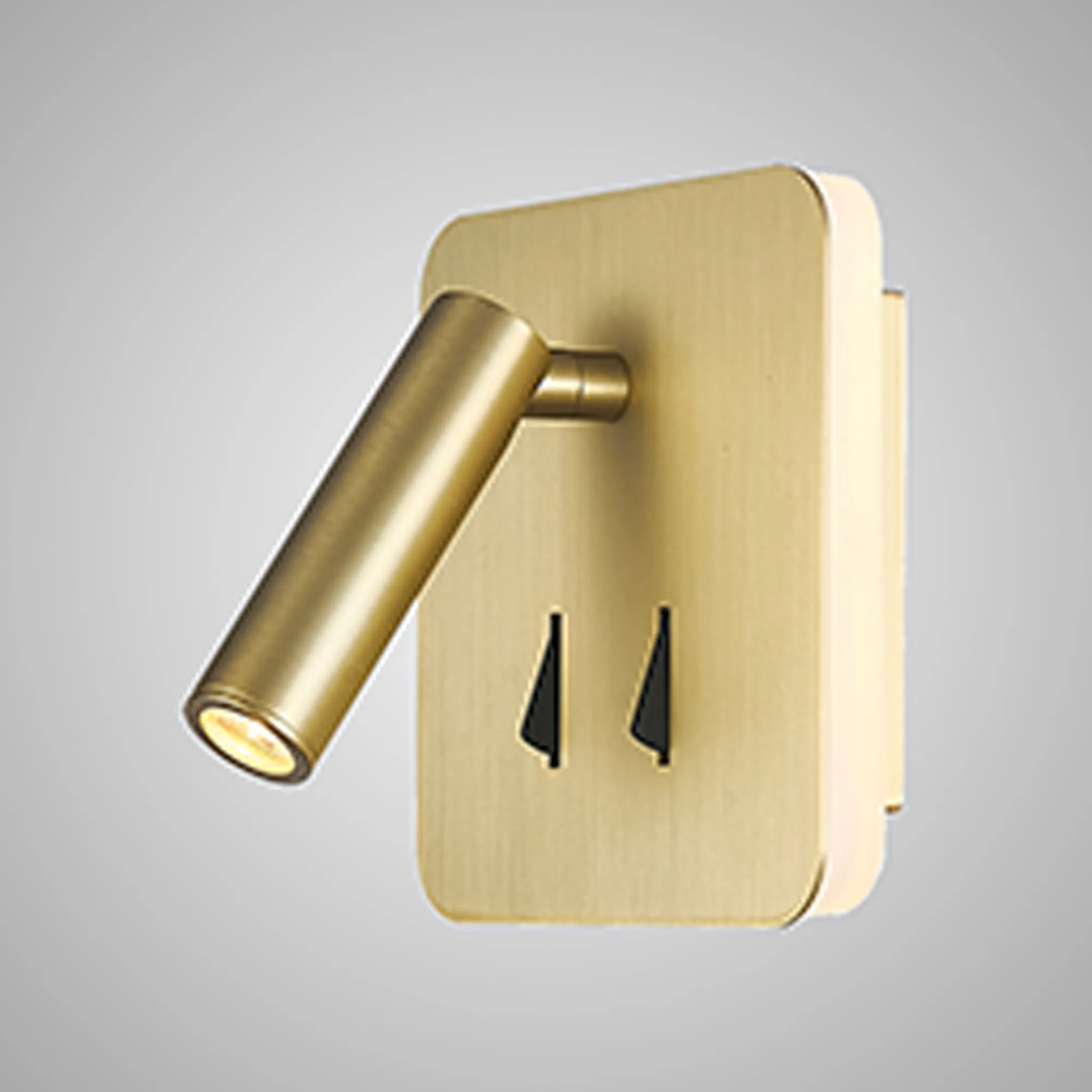 Cayman Square Wall + Reading Light 6W + 3W LED Switched Satin Gold M7854  Mantra Fusion Cayman
